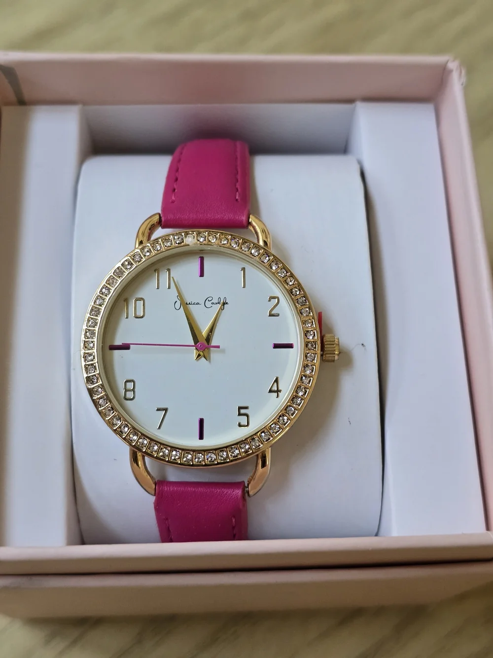 Pink Crystal-Accent Ladies Watch